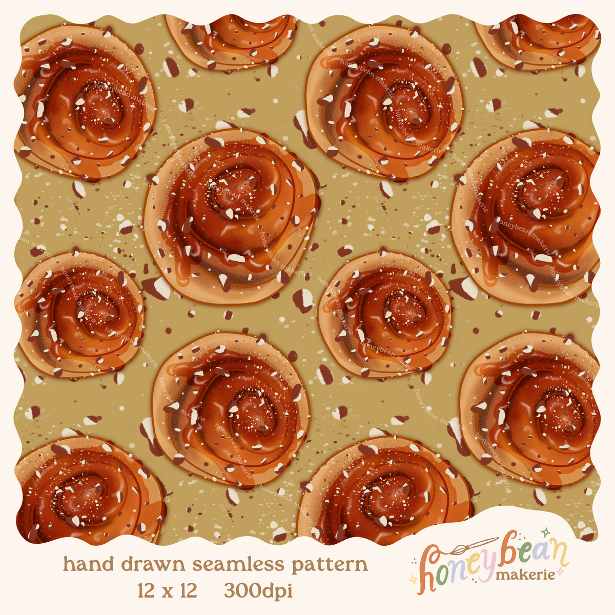 Maple Pecan Buns Seamless Pattern