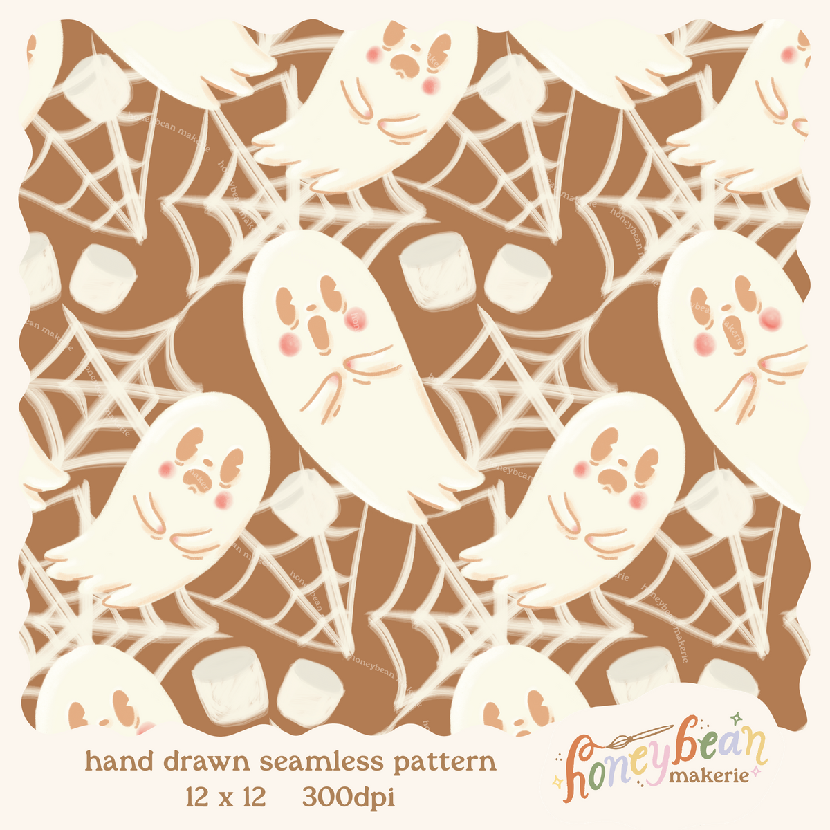 Marshmallow Ghosts Seamless Pattern