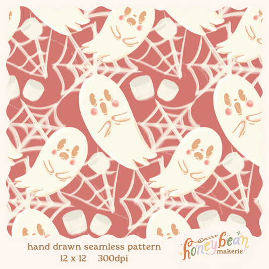 Marshmallow Ghosts Seamless Pattern