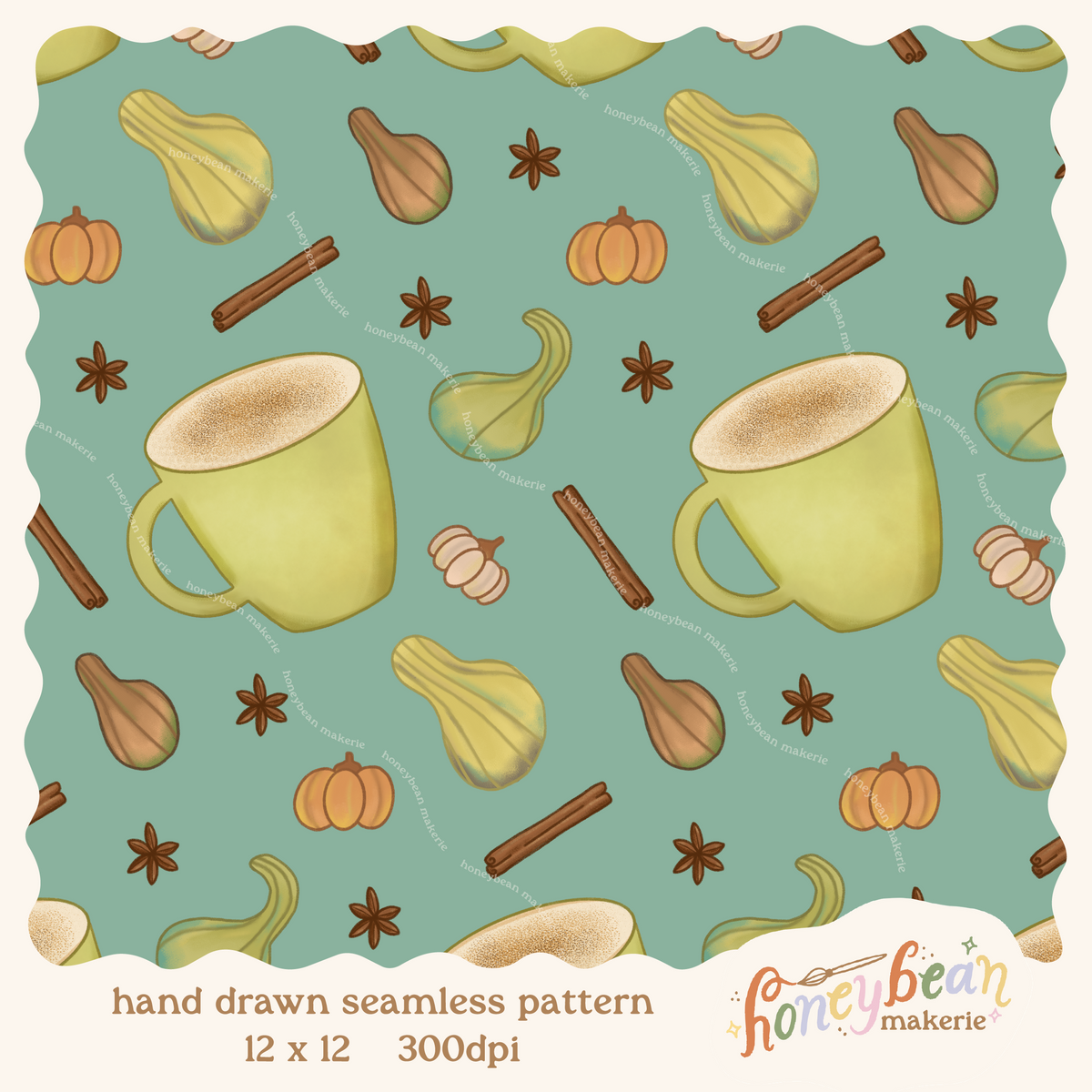 Chai There Gourdgeous Seamless Pattern