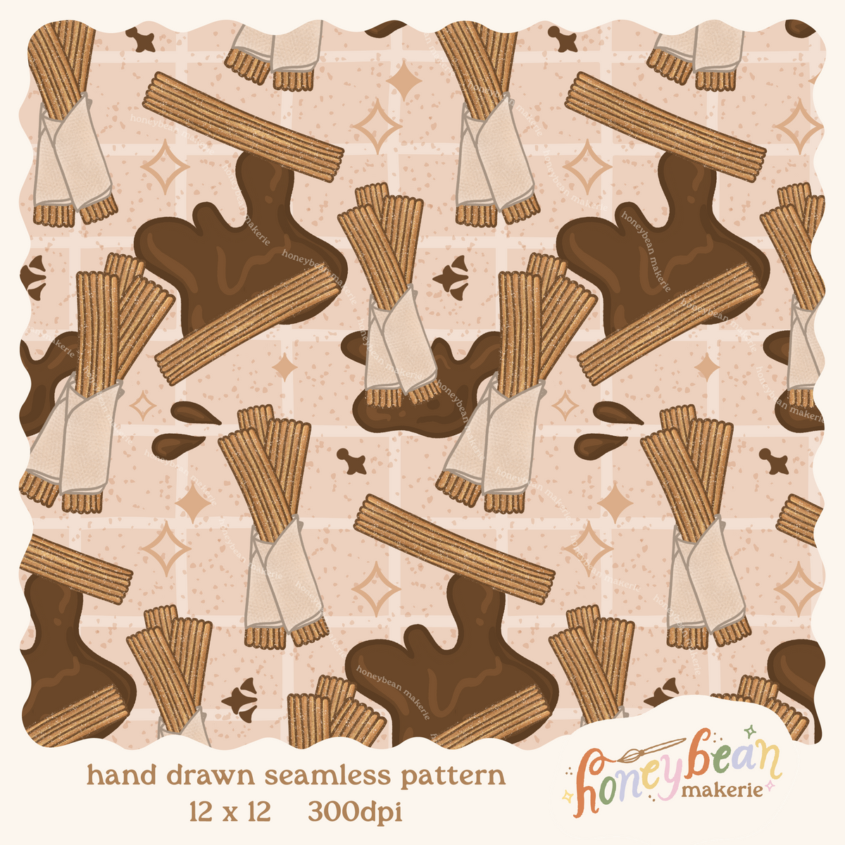 Churro Cart Seamless Pattern