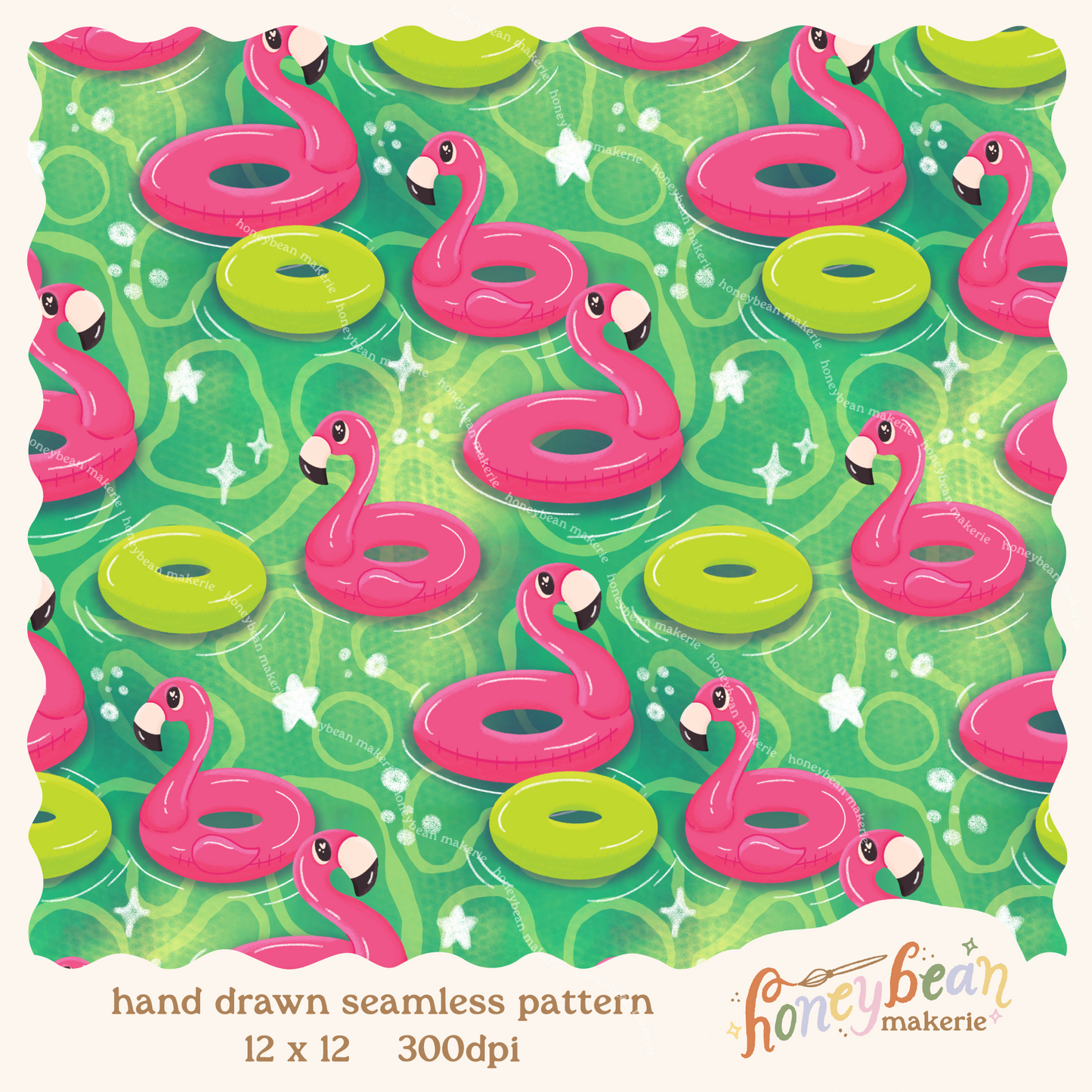 Flamingo Floaties Seamless Pattern
