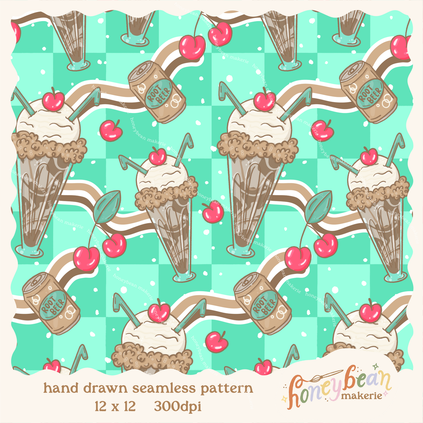 Soda Shop Float Seamless Pattern