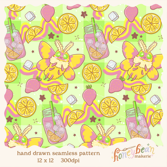 Strawberry Lemonade Seamless Pattern