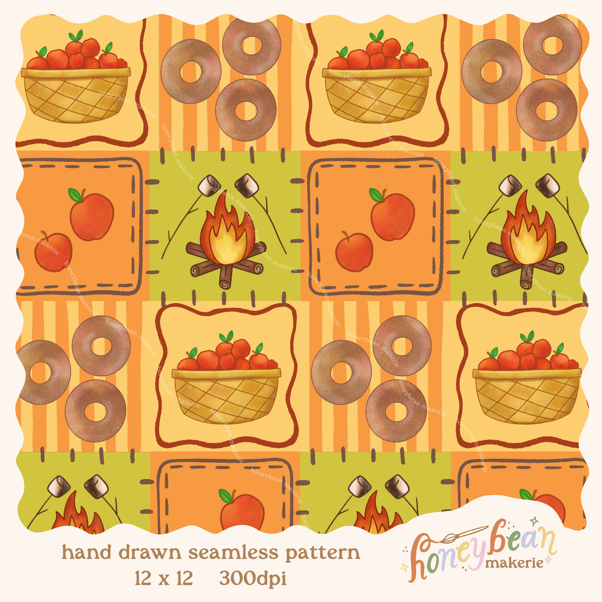 Autumn Bucket List Seamless Pattern