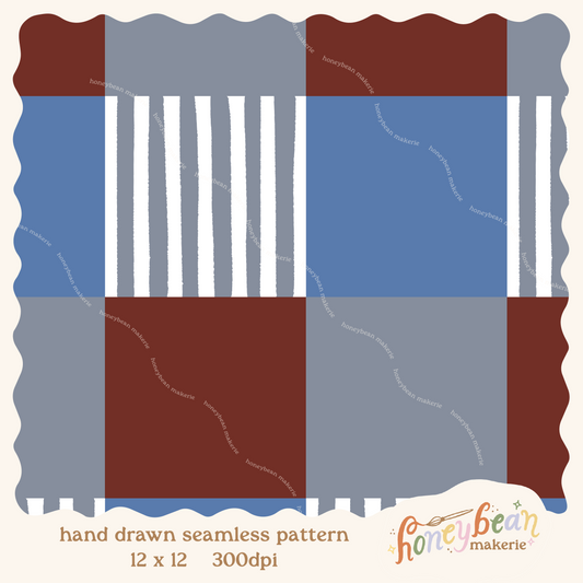 Snowman Cocoa Mugs Checkered Coordinate Seamless Pattern