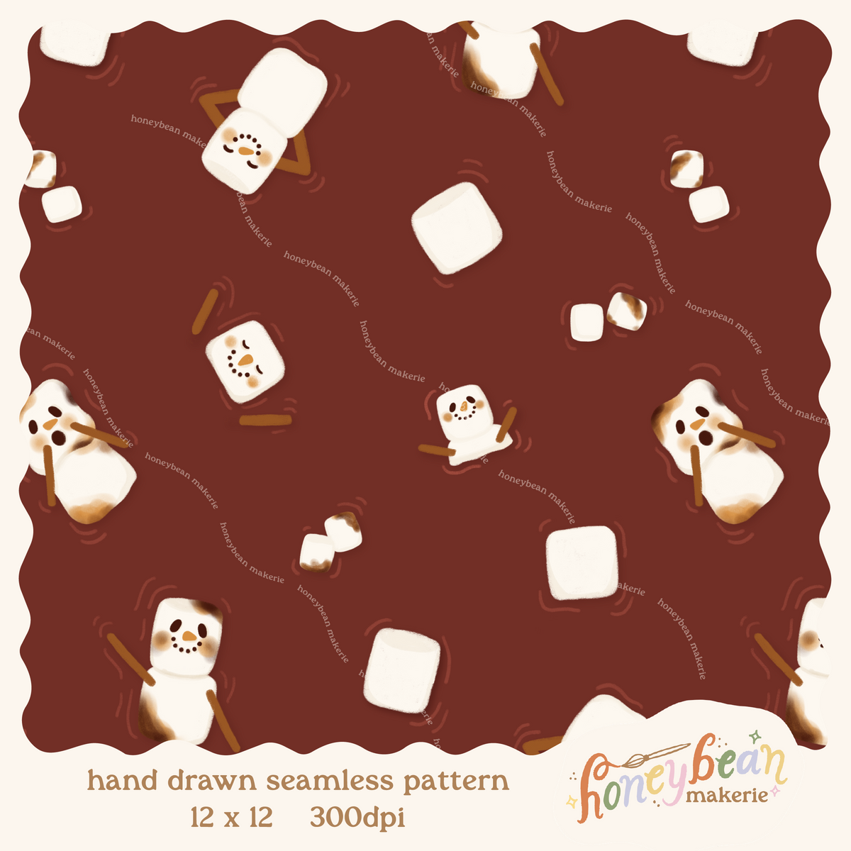 Snowman Cocoa Seamless Pattern