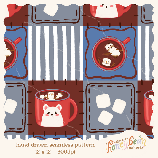 Snowman Cocoa Mugs Seamless Pattern