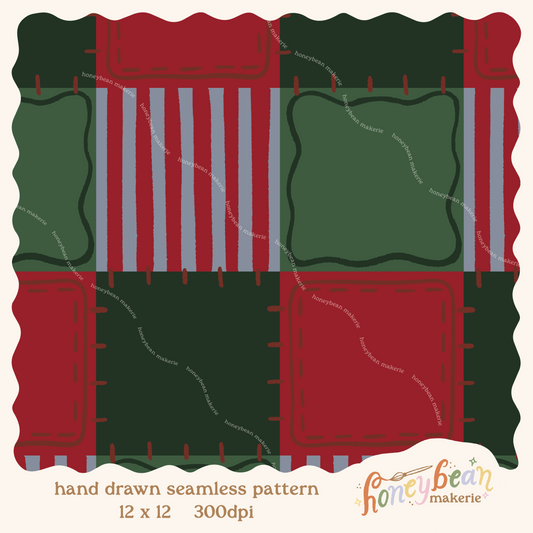 Snowman Cocoa Mugs Quilt Coordinate Seamless Pattern