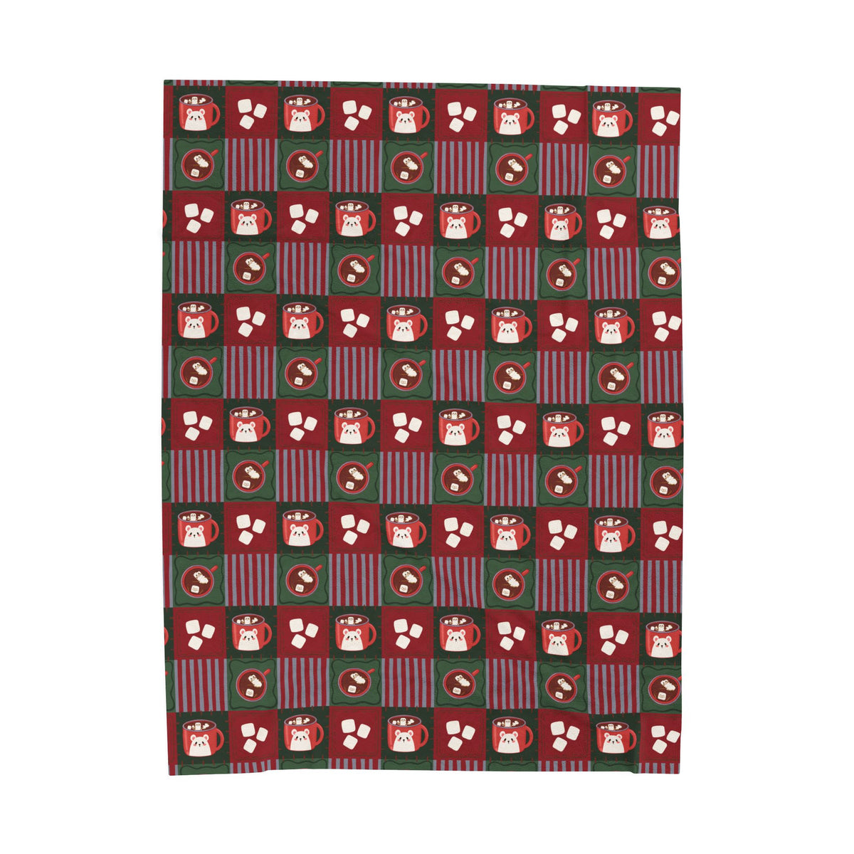 Snowman Cocoa Mugs Red Velveteen Plush Blanket