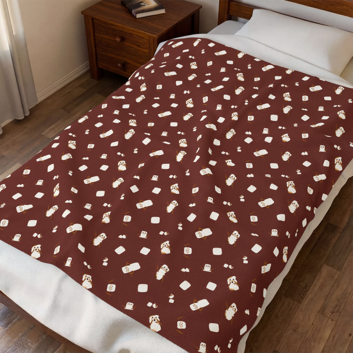 Snowman Cocoa Velveteen Plush Blanket