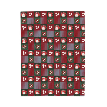 Snowman Cocoa Mugs Red Velveteen Plush Blanket