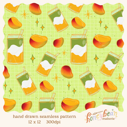 Mango Matcha Seamless Pattern
