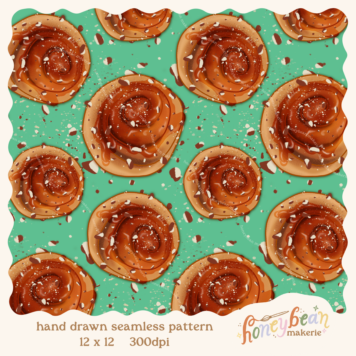 Maple Pecan Buns Seamless Pattern