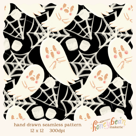 Marshmallow Ghosts Seamless Pattern
