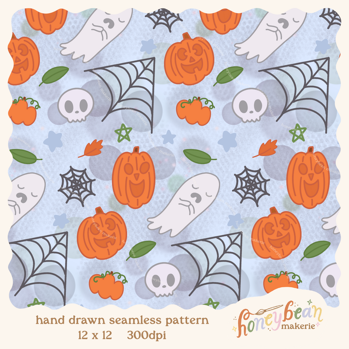 Simplified Halloween Cuties Seamless Pattern
