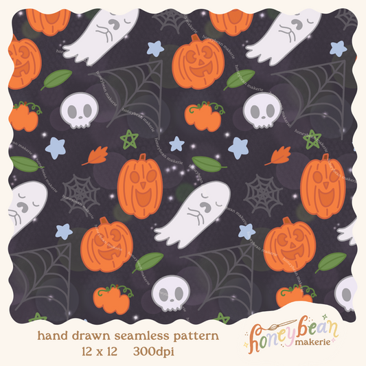 Simplified Halloween Cuties Seamless Pattern