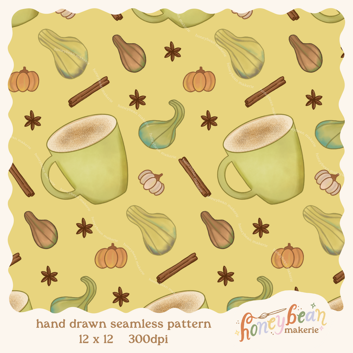 Chai There Gourdgeous Seamless Pattern