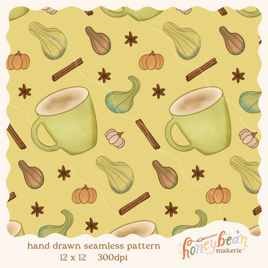 Chai There Gourdgeous Seamless Pattern