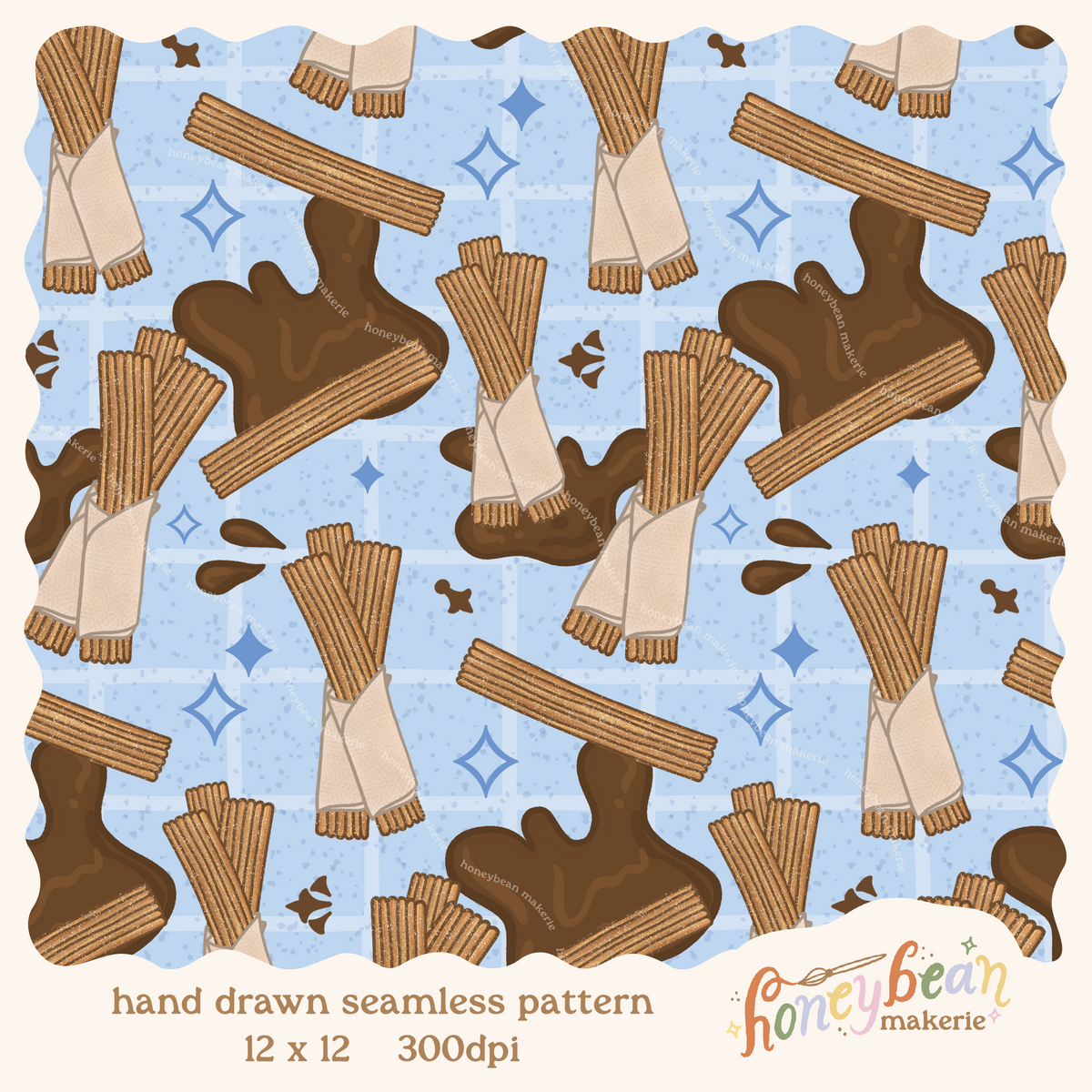 Churro Cart Seamless Pattern
