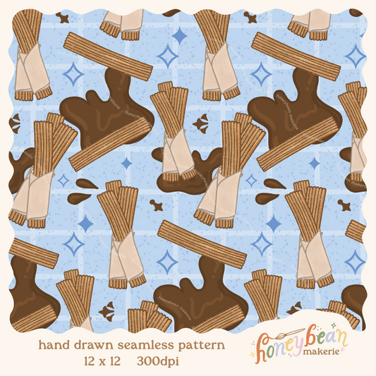 Churro Cart Seamless Pattern