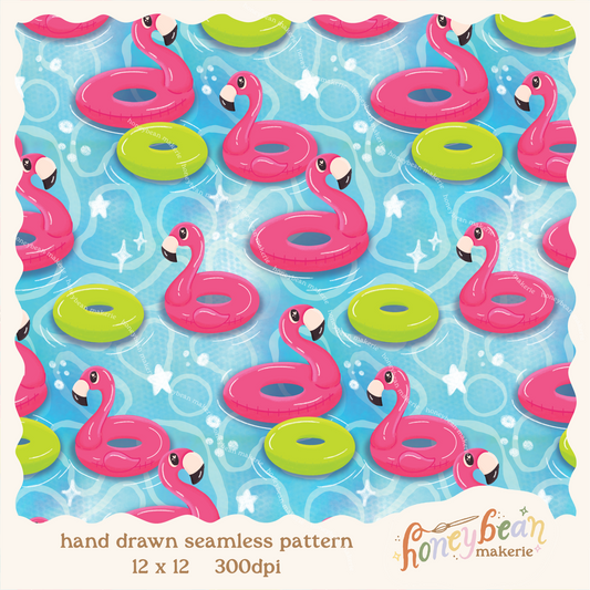 Flamingo Floaties Seamless Pattern