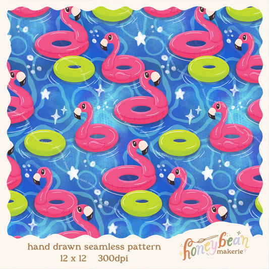 Flamingo Floaties Seamless Pattern