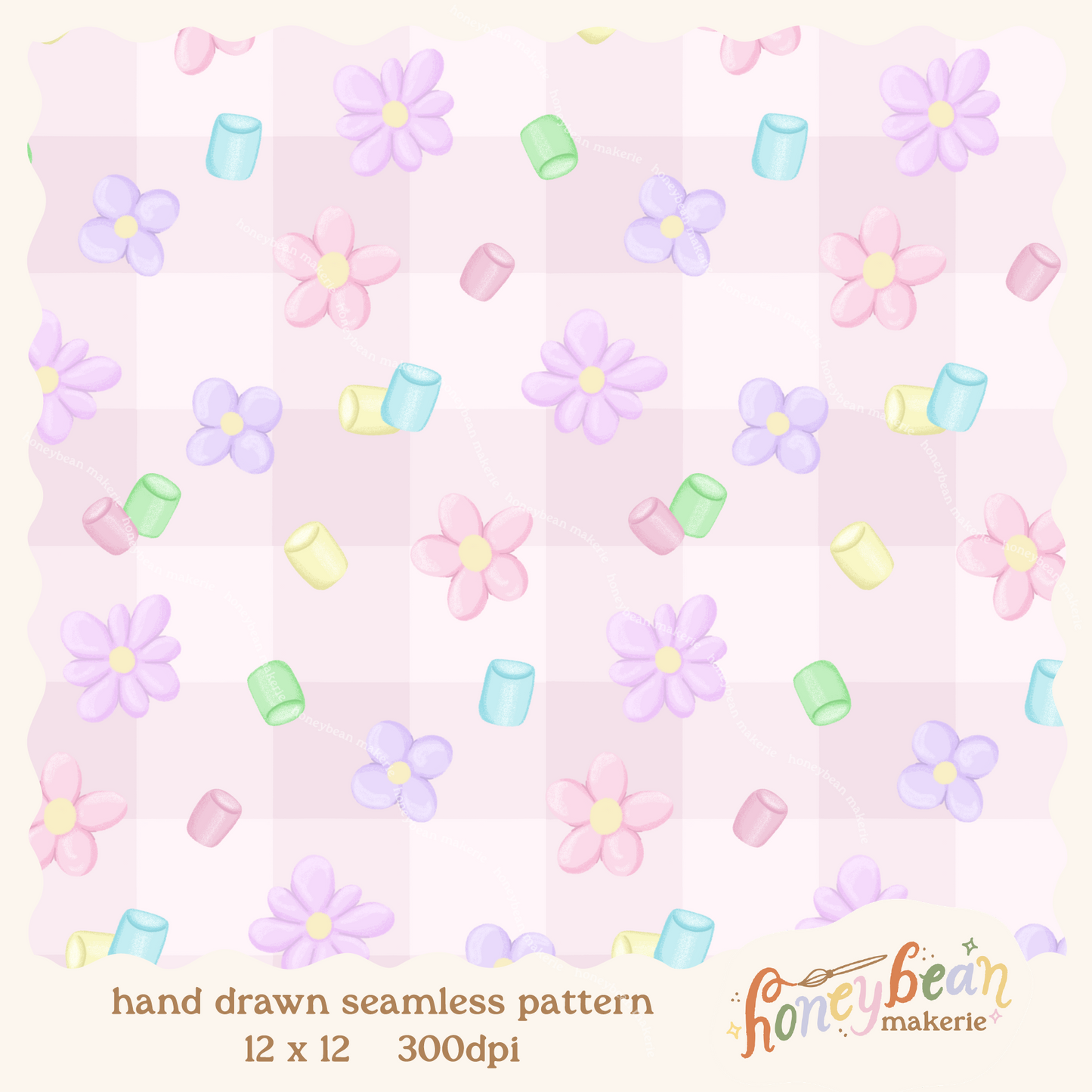 Marshmallow Flowers Seamless Pattern