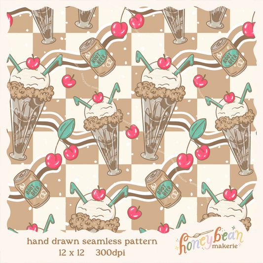 Soda Shop Float Seamless Pattern