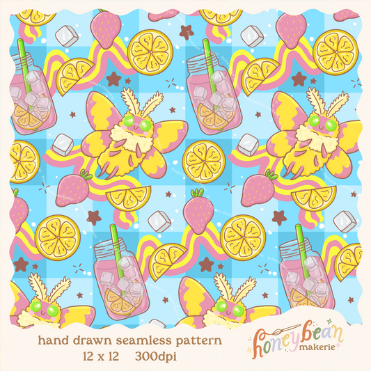Strawberry Lemonade Seamless Pattern