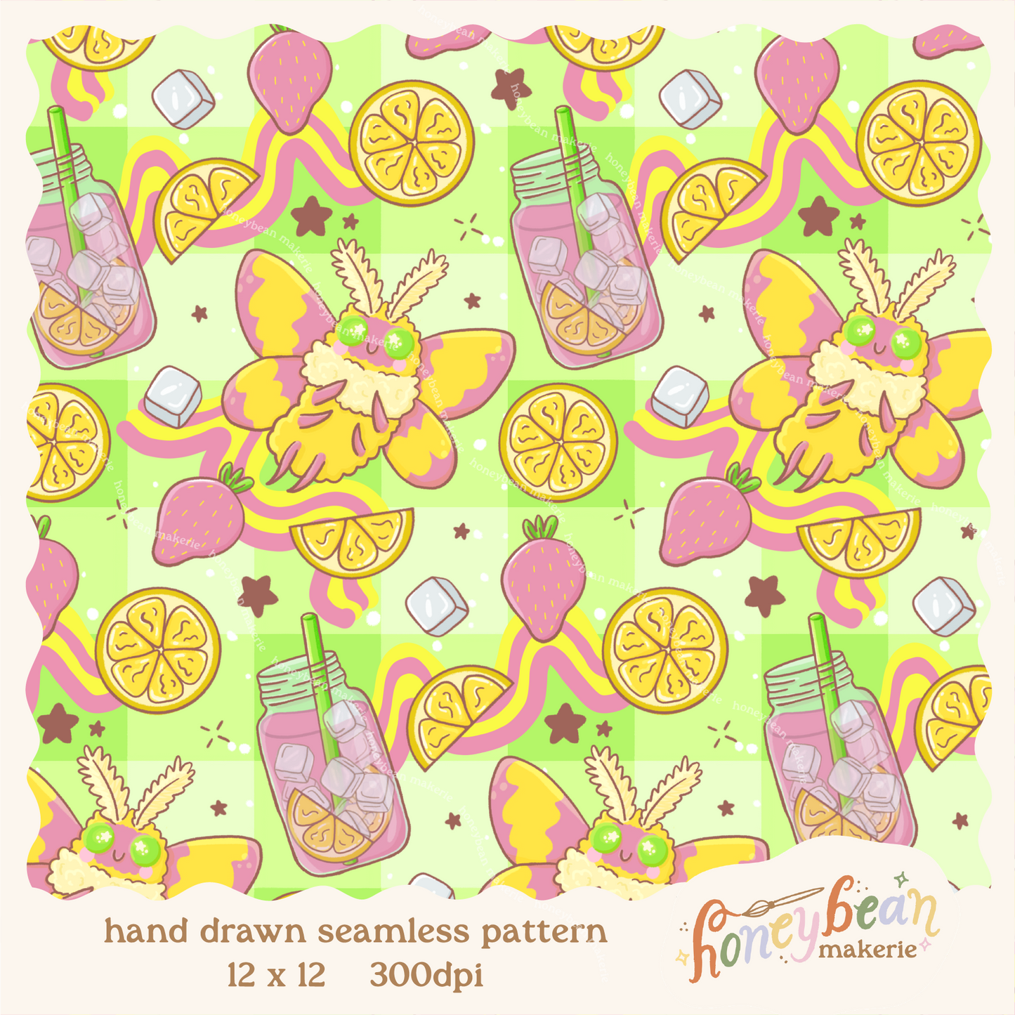 Strawberry Lemonade Seamless Pattern