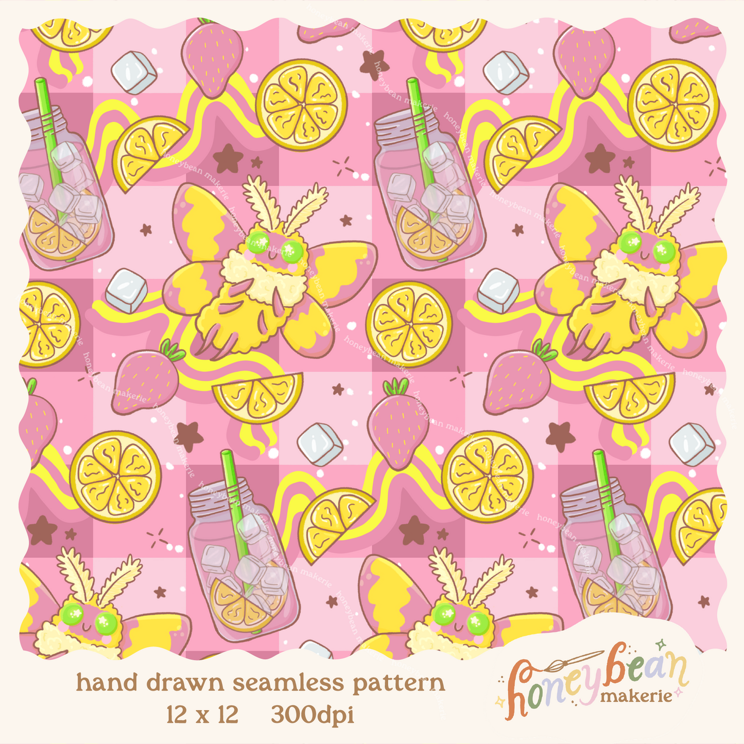 Strawberry Lemonade Seamless Pattern