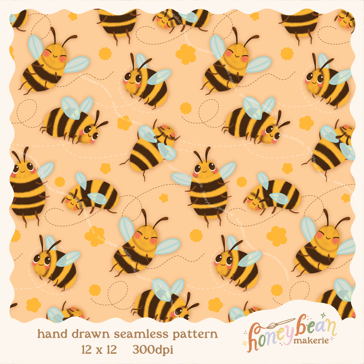 Sweet Bee Seamless Pattern