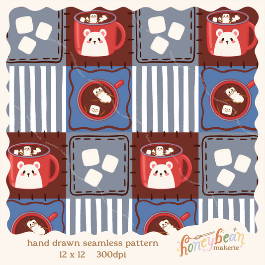 Snowman Cocoa Mugs Seamless Pattern