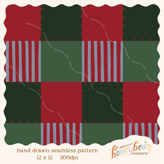 Snowman Cocoa Mugs Checkered Coordinate Seamless Pattern