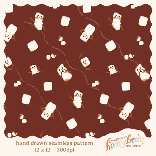 Snowman Cocoa Seamless Pattern