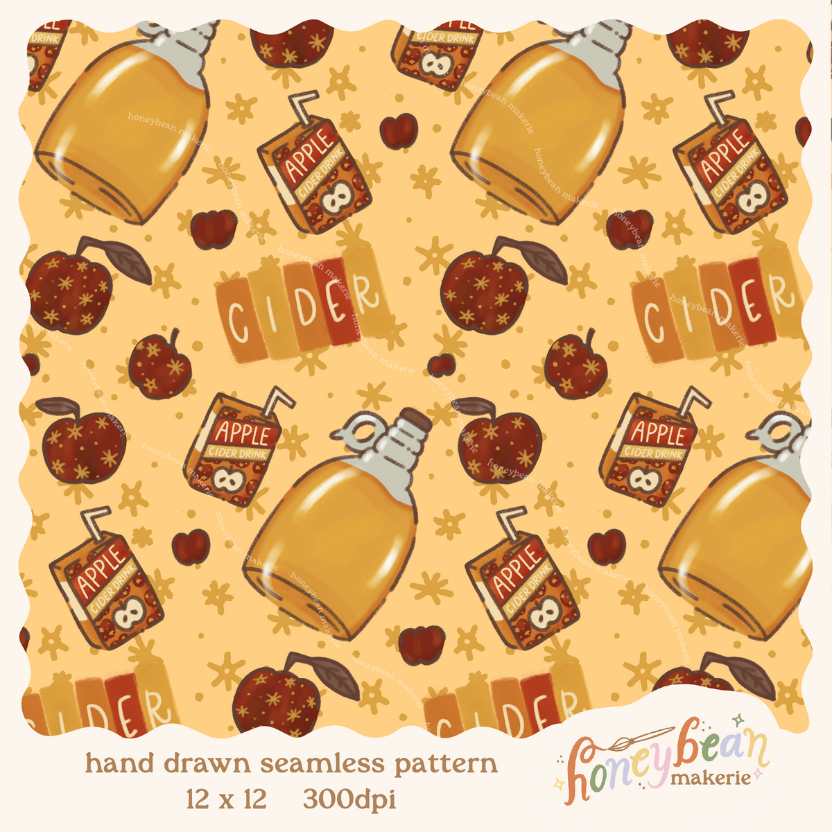 Bean's Cider Seamless Pattern